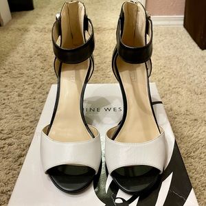 Nine West Women’s Two-Tone Black & White Ankle Strap Sandals